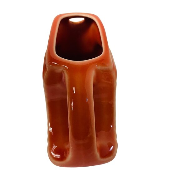 Vintage Fiesta Ware Small Tangerine Disk Pitcher‎ 4.5 inches tall, 6 inches wide - Picture 2 of 6